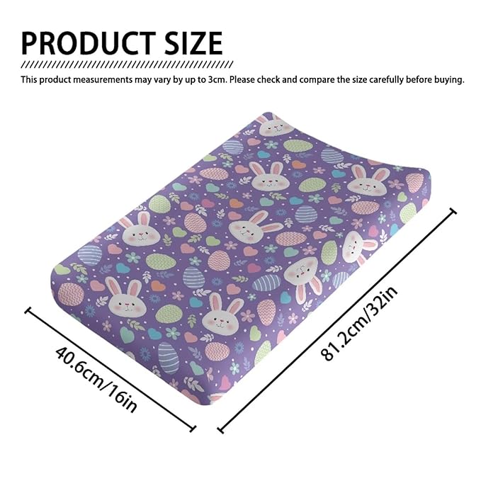 Easter Diaper Changing Pad Cover Purple 32''*16'' Changing Pad Cover Girl Soft Breathable Changing Table Cover Easter Decoration