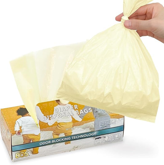 BOS Odor-Sealing Dirty Diaper Trash Bags - Disposable Bags - Scent & Smell Free - 90 Count (Medium)