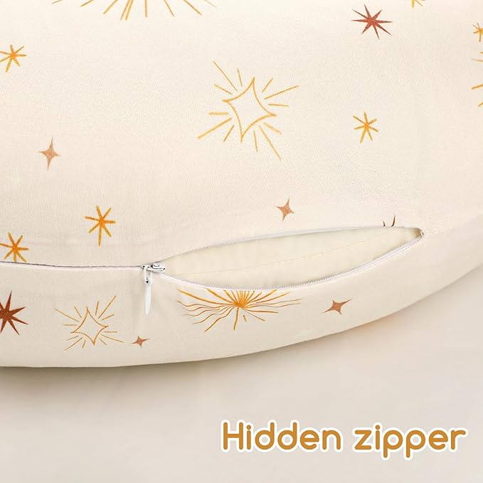 Nursing Pillow Cover 2 Pack, Stretchy Nursing Covers for Breastfeeding Pillows, Soft Nursing Pillowcase for Baby Girls Boys, Removable Slipcover for Infant Newborn, Moon(Only Cover)