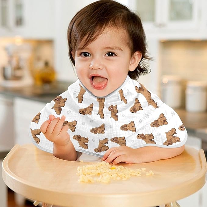 4 Pack Muslin Burp Cloths American Cocker Dogs White Cotton Baby Burp Cloths Ultra Absorbent and Soft Spit Up Rags for Newborn Must Haves 22x11 Inch