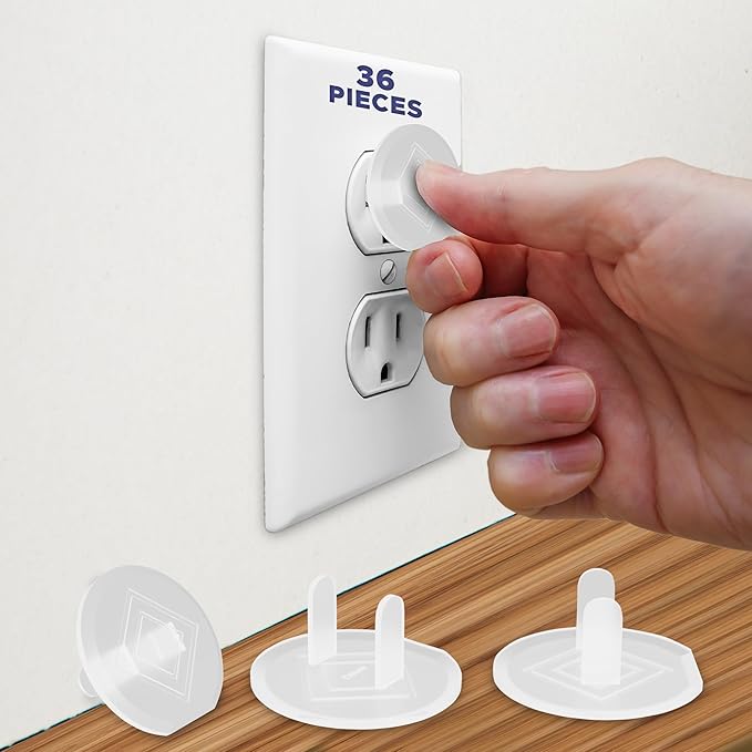 Mommy’s Helper Outlet Plug Covers – Baby Proof Electrical Outlet Protectors, Childproof Socket Safety Caps, Easy Press-Fit Installation, White, 36 Pack