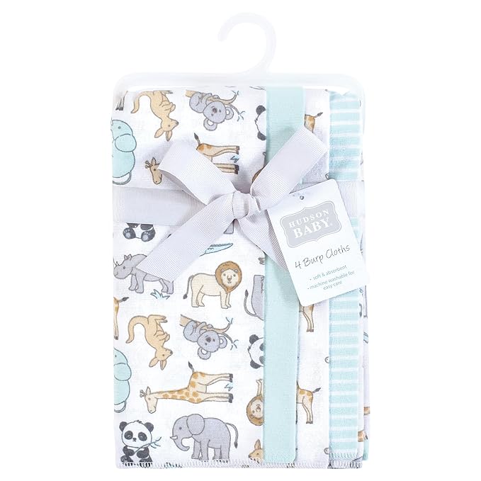 Hudson Baby Unisex Baby Cotton Flannel Burp Cloths, Kangaroo, One Size