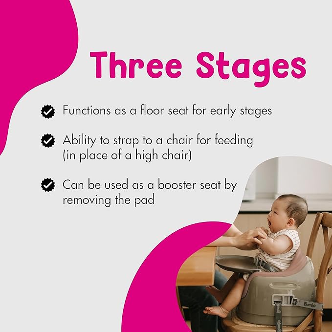 Bumbo 2 Pack 3-in-1 Multi-Seat for 6 to 36 Months, Travel Baby Feeding & Play Floor Seat, All-in-One Portable Booster with Tray & Toddler High Chair, Breige/Sonoran Rose (2 Pack)