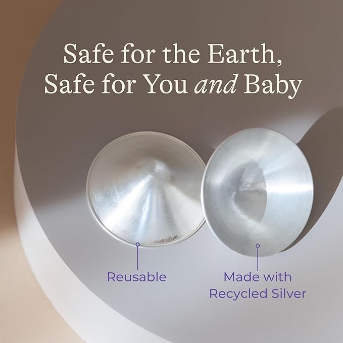Lansinoh Silver Nursing Cups | 999 Pure Silver Reusable Nipple Shields for Breastfeeding | Worn Between Feeds for Soothing Protection of Sore Nipples, Regular Size