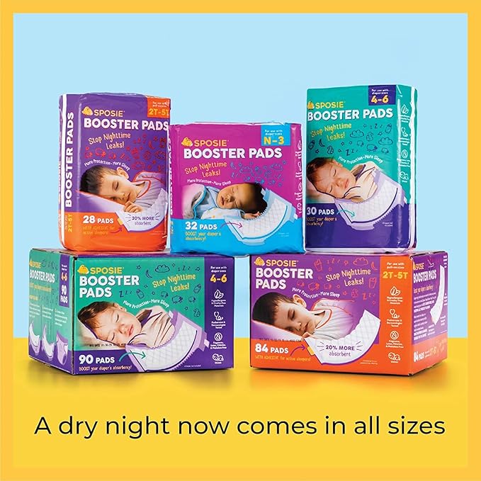Sposie Diaper Booster Pads - Overnight Diaper Inserts Size 4-6 & N-3