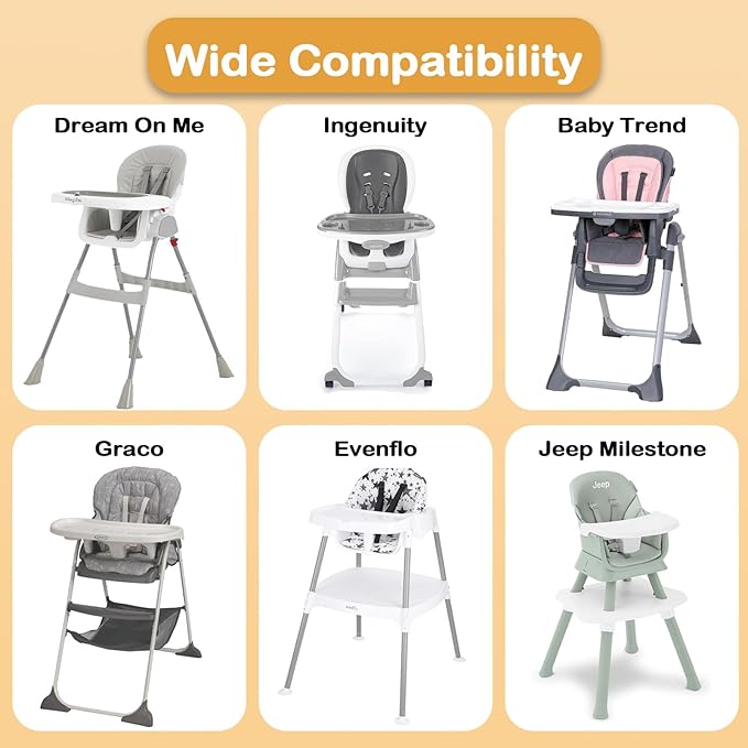 High Chair Straps Replacement Compatible with Abiie Beyond Junior/Evenflo 4 in 1 High Chair, Replacement Harness Straps for Baby Trend High Chair, Adjustable Universal High Chair Belt
