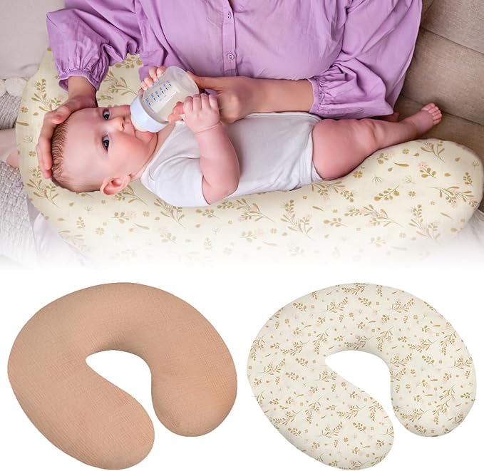 2Pcs Nursing Pillowcover, Nursing Cover Hidden Zip Nursing Pillowcover Easy to Fit Nursing Cover Flexible Easy to Use Nursing Pillowcover Soft Nursing Cover for Baby (Pink)