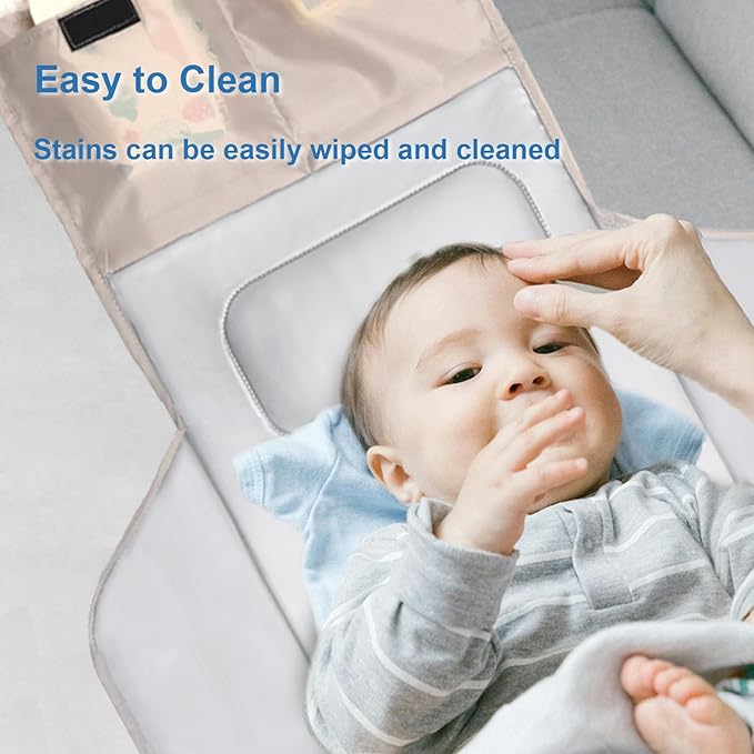 31" X 24.2" Extra Long Large Lightweight Toddler Diaper Changing Pad Travel, Cute Design 1-36 Month Infant Foldable Baby Changing Mat Wipeable, Changing Pad Portable for Station, Car, Stroller