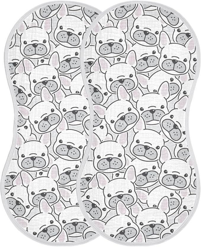 vvfelixl Burp Cloths Dog French Bulldog for Baby Boy Girls Baby Washcloths Burp Rags 1 Pack White