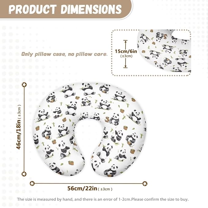 Panda Breast Feeding Pillow Covers Soft Breathable Nursing Pillow Support Cover with Hidden Zipper Comfortable Nursing Pillowcase for Wife New Moms Valentine's Gift