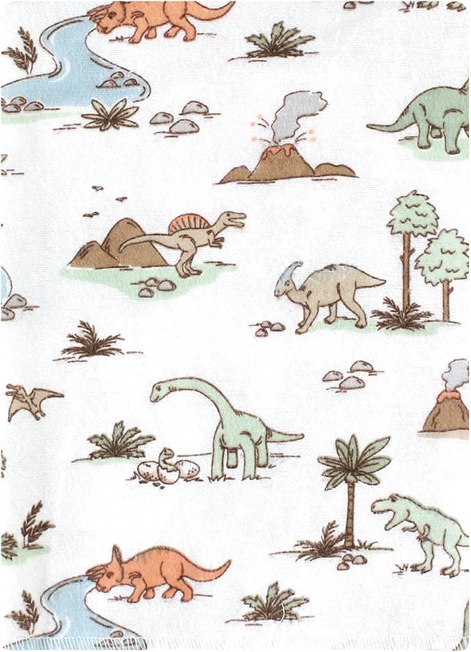 Hudson Baby Unisex Baby Cotton Flannel Burp Cloths Bundle, Dinosaur Adventures, One Size