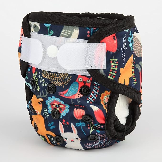 Newborn Baby Cloth Diaper Cover Nappy Hook and Loop (Owl Rabbit)