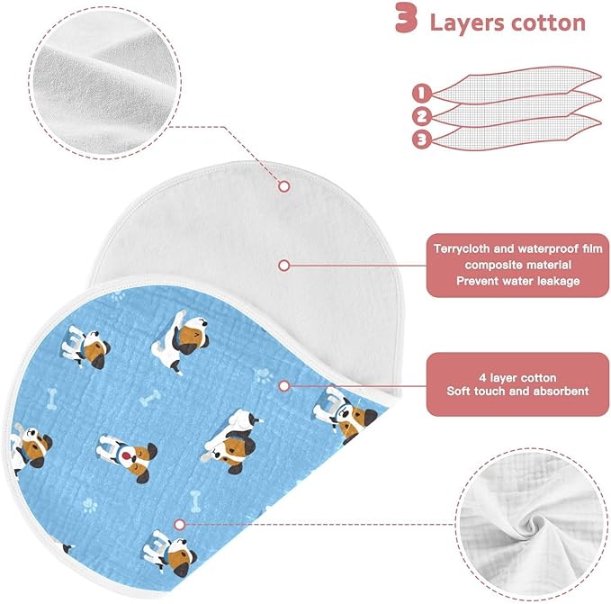 vvfelixl Burp Cloths Jack Russell Terrier Dog for Baby Boy Girls Baby Washcloths Burp Rags 1 Pack Blue