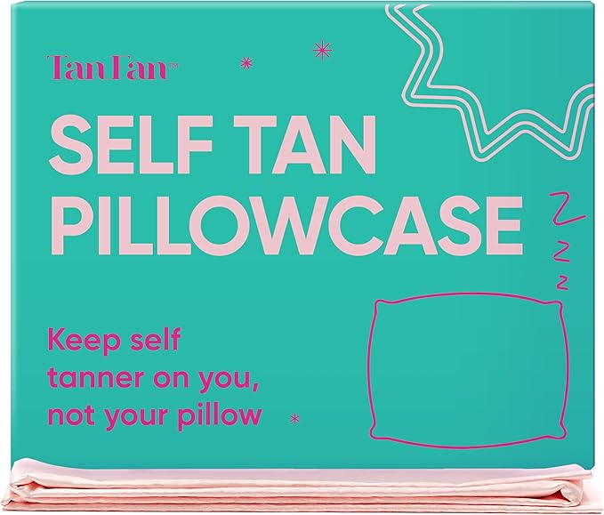 Tan Fan Self Tan Pillowcase - 100% Silky Soft Satin Pillow Case To Protect from Self Tanner Stains - Cooling Cover w Envelope Closure - Great For Hair and Skin - Fits Standard Size Pillows - Baby Pink
