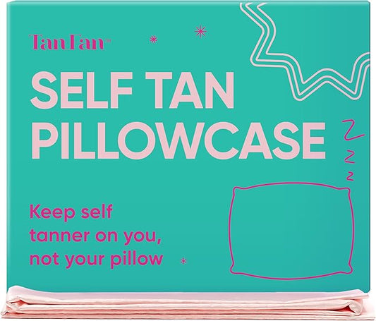 Tan Fan Self Tan Pillowcase - 100% Silky Soft Satin Pillow Case To Protect from Self Tanner Stains - Cooling Cover w Envelope Closure - Great For Hair and Skin - Fits Standard Size Pillows - Baby Pink