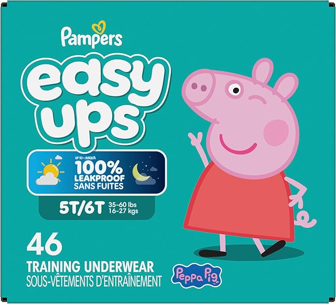 Pampers Training Pants - Easy Ups Girls & Boys - Size 5T-6T, 46 Count, Peppa Pig Potty Underwear (Packaging May Vary)