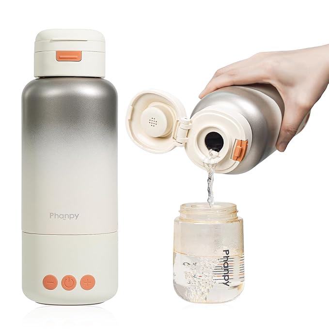 Phanpy Portable Bottle Warmer - Detachable 10000mAh Battery, 212°F Boil & Sterilization, 3 Min Fast Heating, 100W, 17 OZ Large Capacity, Designed for Travel Bottle Warmer On the Go