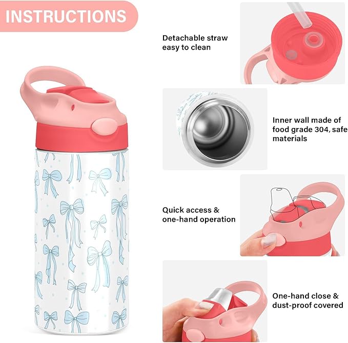 Mushroom Fern Leaves Insulated Water Bottle 20 oz with Straw and Carry Handle Eucalyptus Plants Boys Girls Bottle Vacuum Stainless Steel Bottles Leak-Proof for Sports Travel and School