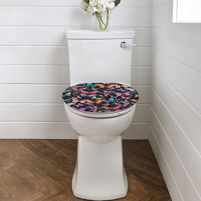Butterfly Toilet Seat Covers for Polyester Fabric Soft Bathroom - Keep Clean Tidy Suitable for Public Restrooms Long-Term Travel Boarding