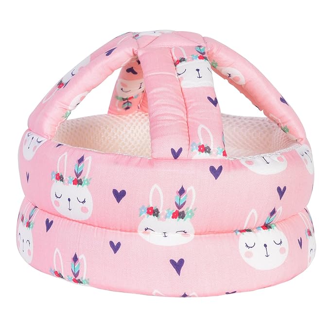 Baby Adjustable Helmet, Lightweight and Soft.Great for Baby Learning to Walk and Crawl.Pink Rabbit