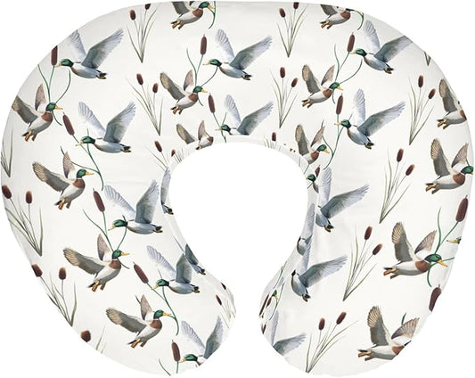 Hunting Mallards Ducks Baby Nursing Pillow Covers for Boy Girl Wild Duck Pond Lake Nursery Feeding Slipcover for Breastfeeding Pillows Flying Mallards Waterfowl Soft Stretchy Covers for Newborn Infant
