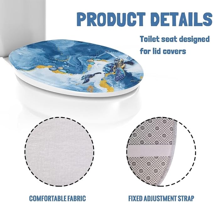 Blue Marble Toilet Cover Seat Sea Turtle Print Toilet Lid Covers Elastic Edges Stretch Washable Toilet Lid Covers for Bathroom Covers Stains, Easy To Install