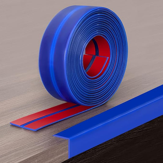 Wall Corner Protector, Peel and Stick Wall Corner Trim, Flexible Rubber Molding Wall Corner Guard, L Shaped Self Adhesive Edge Protector Moulding Trim for Wall Edge Ceiling, Blue, 3/4in,10Ft