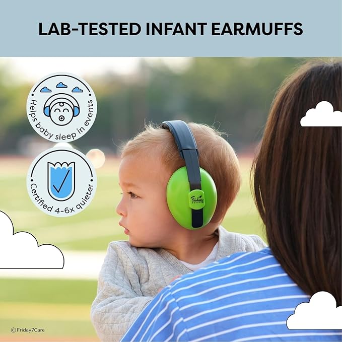 Friday 7Care Baby Ear Protection Noise Cancelling Headphones for Ages 0-24 Months, Green