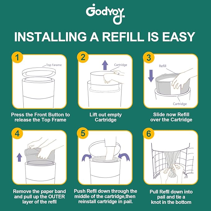 4 Pack Adult Diaper Liner Refills,Diaper Pail Refill Bags Compatible with Janibell Akord 280 slim Model Adult Diaper Disposal System Powerful Odor Resistant,Plant Scent (NOT Compatible with 330 pail)