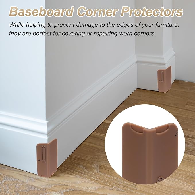 uxcell 6 Pcs 4 Inch Baseboard Corner Protector Guards, Furniture Corner Cover Proof Bumpers for Kitchen Bedroom Wall Countertop Table, Coffee