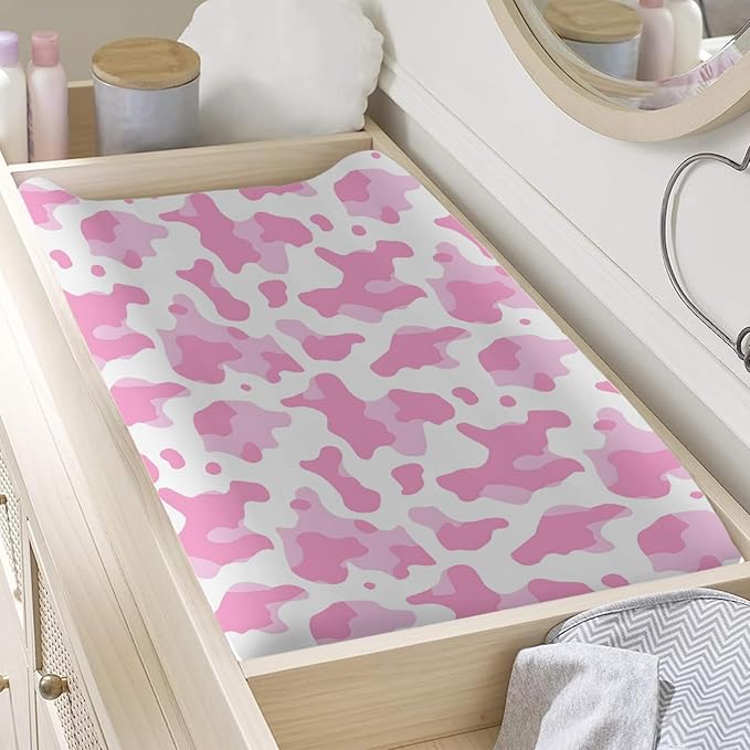 Western Cow Prints Baby Changing Pad Cover, Unisex Farm Cow Nursery Diaper Changing Table Pad Mat Sheet for Boys Girls-16x32