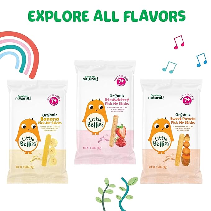 Little Bellies Organic Banana Pick-Me Sticks Baby Snack (Pack of 5 x 0.56 oz Individual Packs)