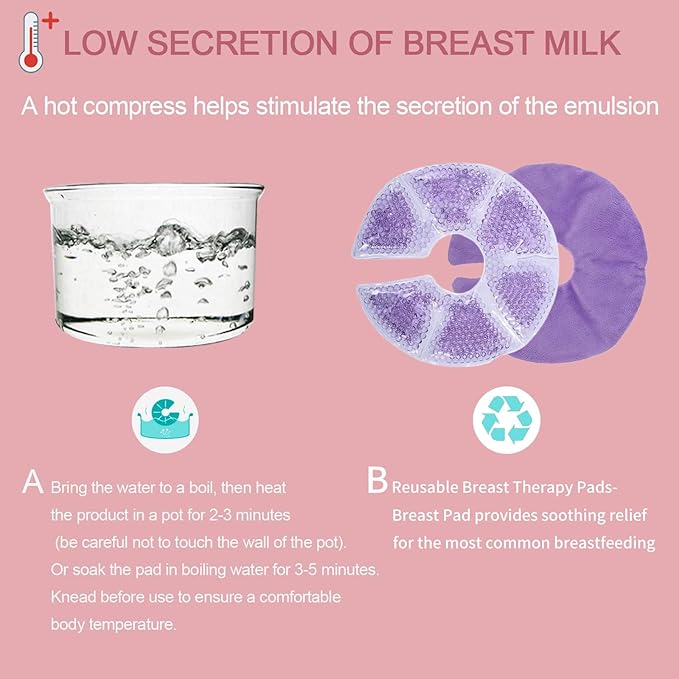 Breast Therapy Pads, Hot Cold Breastfeeding Gel Pads, Breastfeeding Essentials and Postpartum Recovery, Nursing Breast Pads Pain Relief for Mastitis