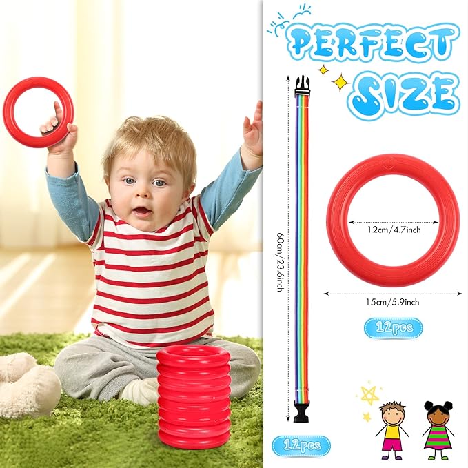 Tatuo 12 Set Toddlers Walking Rope for Preschool Toddlers Detachable Transition Rope Safety Daycare Rope for Preschool Daycare Kindergarten School Kids Outdoor Supplies (Red)