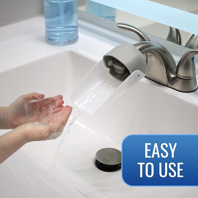 HealthSmart Easy Reach Bathroom Sink Faucet Extender for Toddlers 2-Pack, Adjustable Universal Fit,Tool-Free Installation, Flexible Design, Fits Most Faucets, Empowers Kids