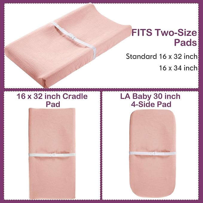 Mixweer 4 Pack Muslin Changing Pad Cover Soft Breathable Cotton Diaper Changing Table Pad Cover Table Sheets for Baby Boys Girls, Fit 2 Sizes(Pastel Color)