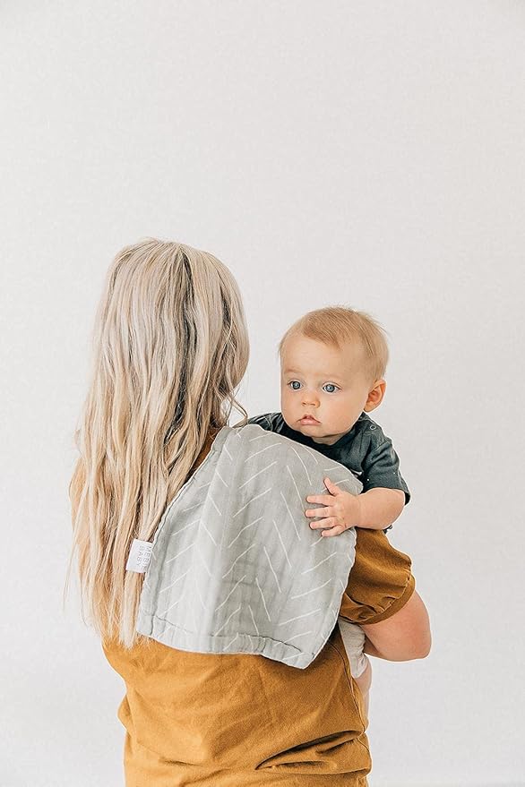 Mebie Baby Burp Cloths, Neutral Print 3-Pack, Muslin Burp Cloth Set for Spit Up, Drool, and More, Boho Burp Cloths for Baby Boy and Girl, Baby Must Haves for Registry