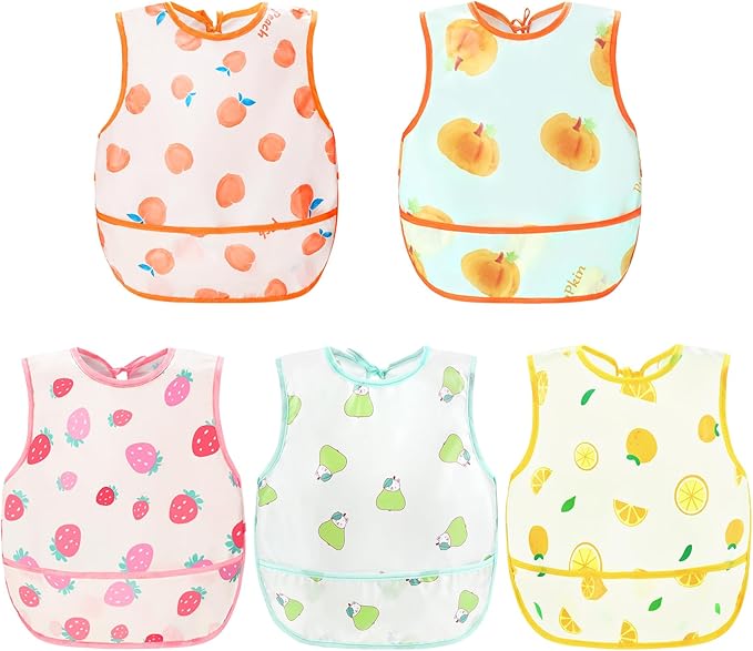 Accmor Waterproof Baby Bibs for Eating, Mess Proof Toddler Feeding Bibs for Girls Boys ﻿