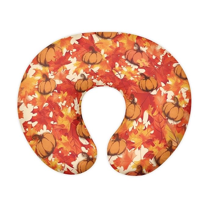 Maple Leaf Pumpkin Print Newborn Nursing Pillow Cover Soft Cozy Skin-Friendly Feeding Pillow Covers for Bottle and Breastfeeding Easy to Put On & Remove Baby Nursing Pillow Case