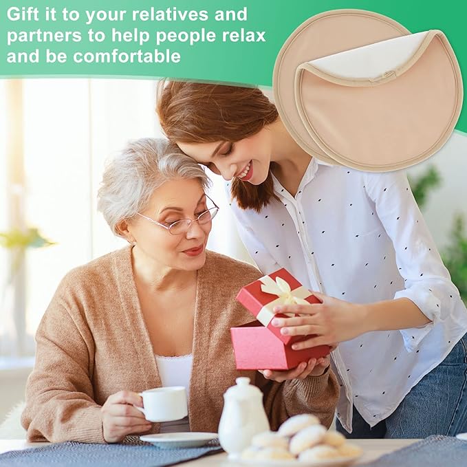 4 Pack Oil Breast Pads, Organic Oil Pack Wrap Breast Pads, Reusable Washable Compress Oil Pads for Breast, Soft Nursing (Oil Not Included) (Khaki)