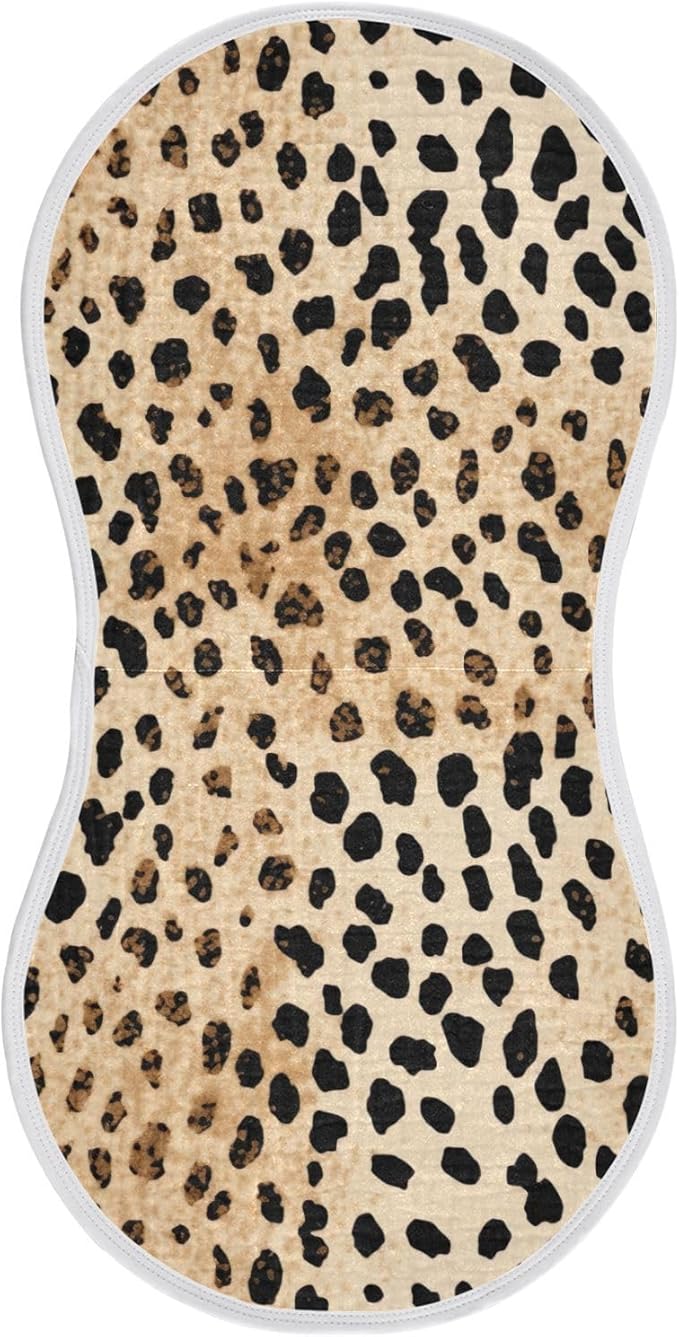4Pcs Leopard Print Burp Cloth,Unisex Large Absorbent Soft Cotton Muslin Burping Cloths for Newborn Boys Girls,11x22in,A111124