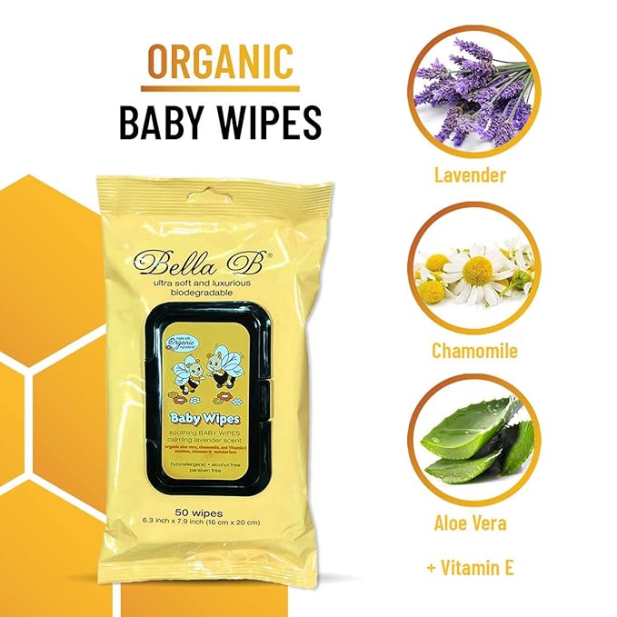 BELLA B Baby Diaper Wipes Bundle 3-Piece - Natural Baby Wipes - Organic Baby Wipes - Baby Cleaning Wipes - Soothing Wipes - Diapers Wipes - Infant Wipes - Alcohol-Free Baby Wipes Natural