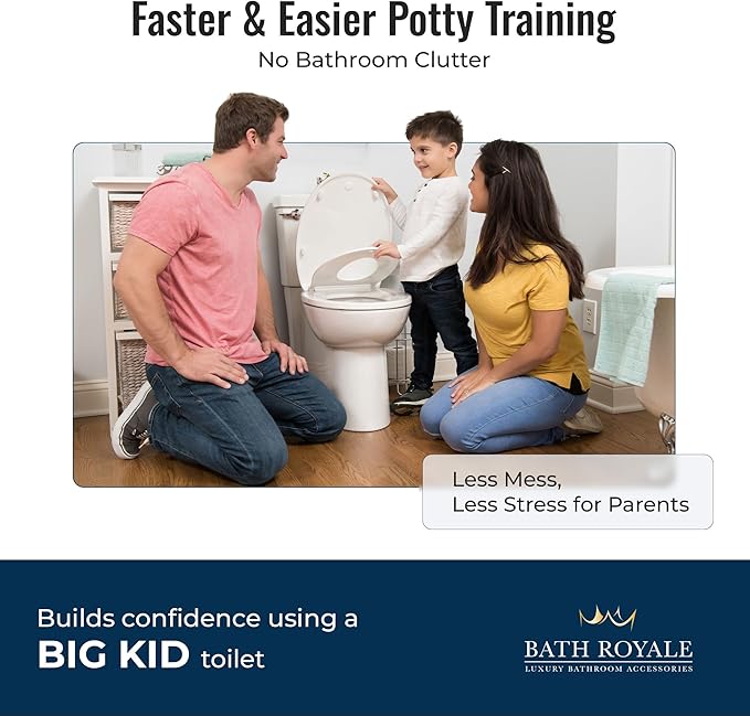 BATH ROYALE Potty Training Seat - Soft Close, Kingsport BR720-00, Round White, Adult & Child Combo