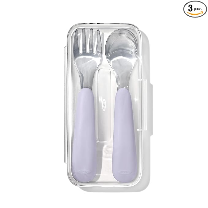 OXO Tot On-The-Go Fork and Spoon Set - Lilac