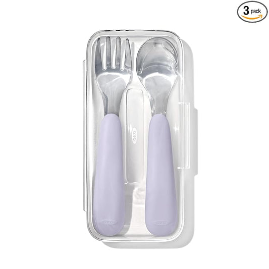 OXO Tot On-The-Go Fork and Spoon Set - Lilac