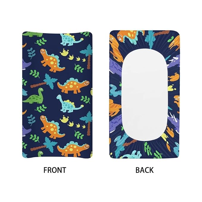 ZDCUSTOM Dinosaur Pattern Unisex Baby Changing Pad Cover Soft Changing Table Sheets Washable Diaper Change Sheet Crib Mat Fits 32"x16" Contoured Pad
