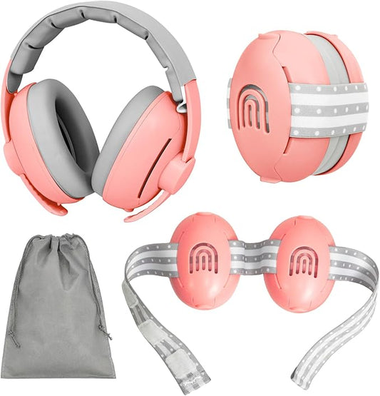 2-in-1 Adjustable Baby & Toddler Noise Cancelling Headphones - Ear Muffs for Kids 1-3 for Airplane Travel
