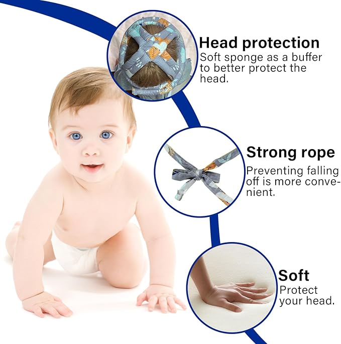 Baby Safety Helmet Baby Head Protector No Bumps for Running Walking Crawling, Safety Head Adjustable Protective Cap Headguard Hat