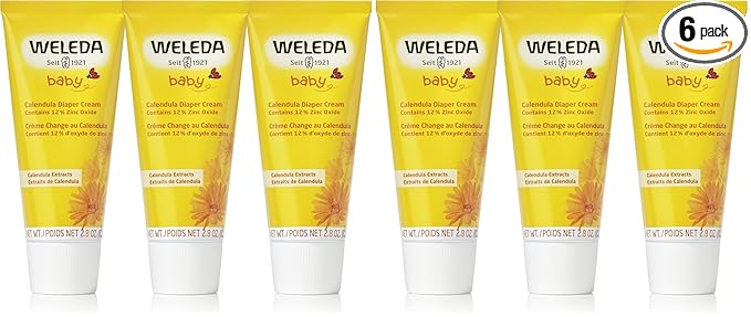 Weleda Baby Calendula Diaper Cream,2.8 Fluid Ounce,Plant Rich Protection with Calendula,Chamomile,Sweet Almond Oil,Lanolin and Zinc Oxide,(Pack of 6)
