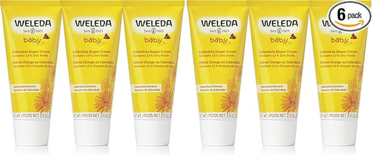 Weleda Baby Calendula Diaper Cream,2.8 Fluid Ounce,Plant Rich Protection with Calendula,Chamomile,Sweet Almond Oil,Lanolin and Zinc Oxide,(Pack of 6)
